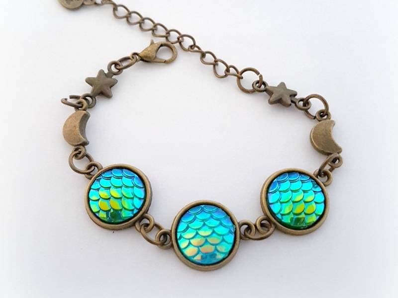 Mond Und Sterne Dragon Maßstab Armband, Mittelalterlichen Fantasy-Meerjungfrau-Armband von celdeconail