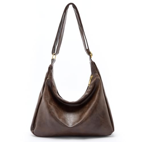 celestina Hobo Bags für Damen, groß, weiches PU-Leder, Slouchy Schultertasche mit Reißverschluss, schwarze Tragetasche, stilvoll für Arbeit und Reisen, Braun, Medium celestina Hobo Bags für Damen, groß, weiches PU-Leder, Slouchy Schultertasche mit Reißverschluss, schwarze Tragetasche, stilvoll für Arbeit und Reisen, Braun, Medium von celestina