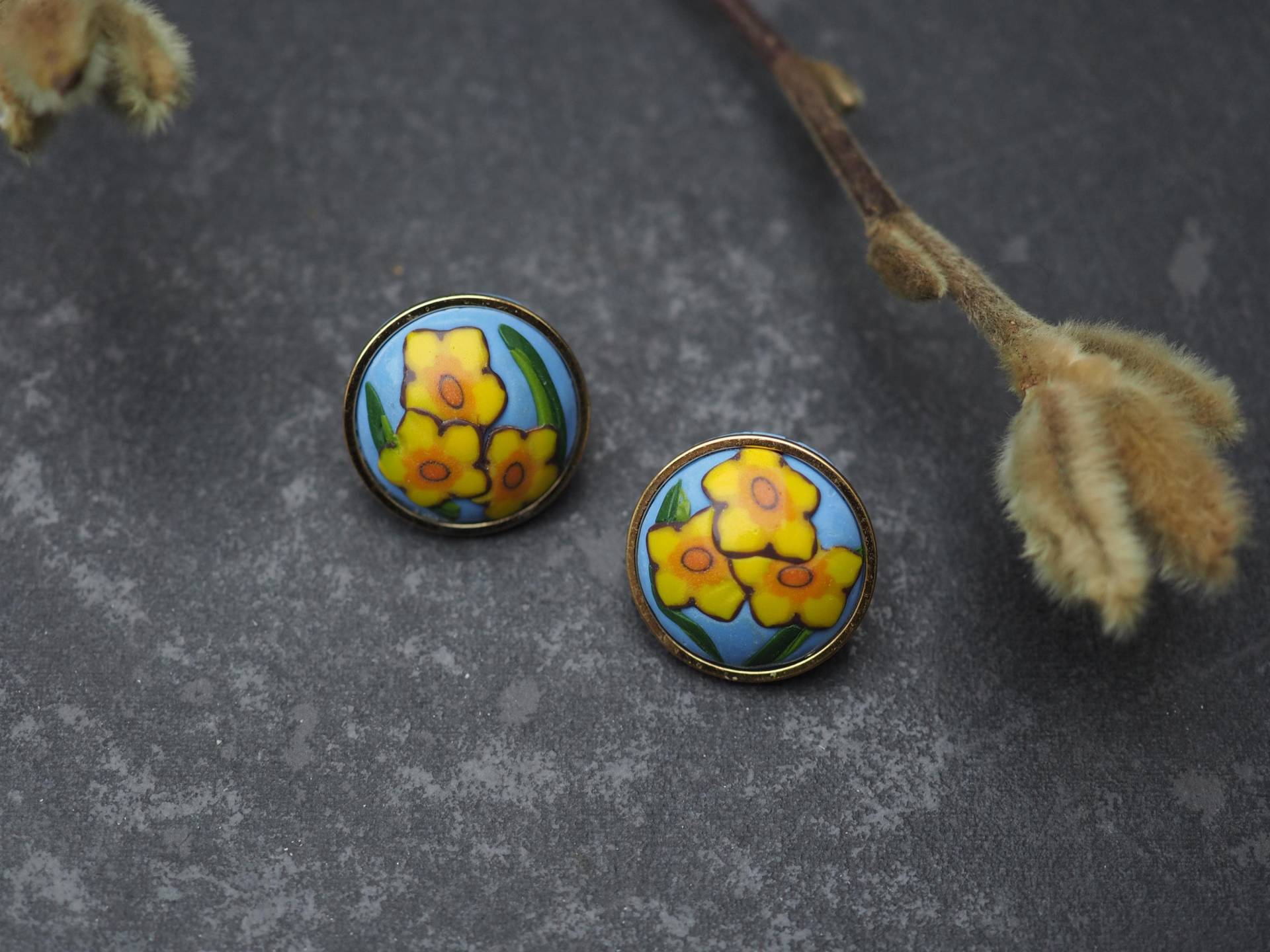 Narzissen Polymer Clay Statement Ohrstecker von celinebricole