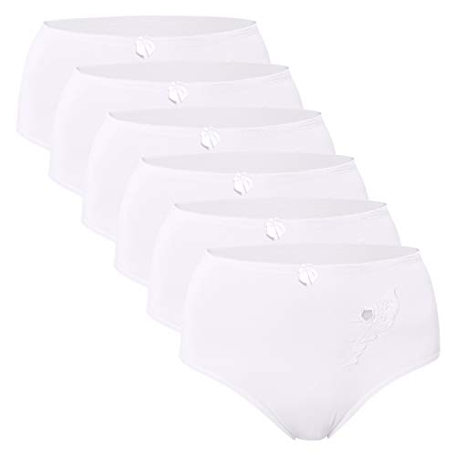 Celodoro Damen Taillenslip (6er Pack) Microfaser-Slip mit Stickerei - Weiss 40-42 von Celodoro