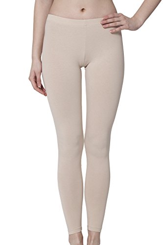 Celodoro Damen Leggings, stretchige Jersey Hose aus Baumwolle - Beige M von Celodoro