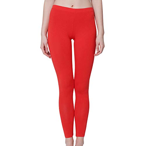 Celodoro Damen Leggings, stretchige Jersey Hose aus Baumwolle - Rot S von Celodoro