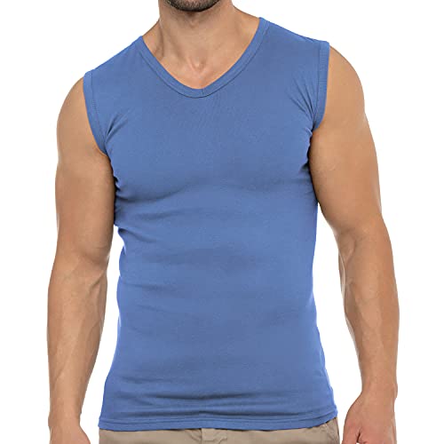 Celodoro Herren Business Muskelshirt V-Neck (1 Stück) Feinripp Top - Carolina Blue S von Celodoro