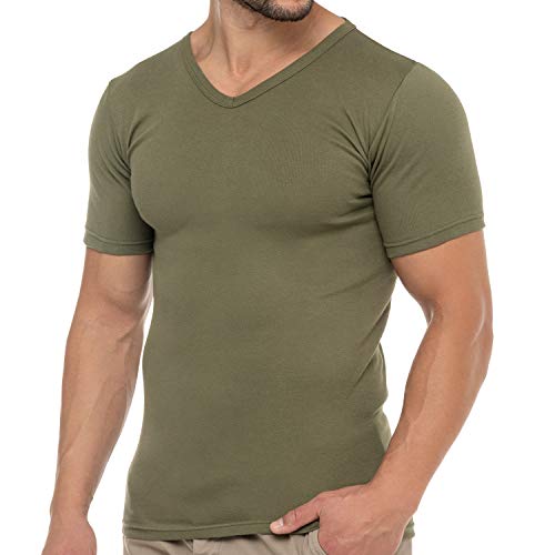 Celodoro Herren Business T-Shirt V-Neck (1 Stück) - Olive XL von Celodoro