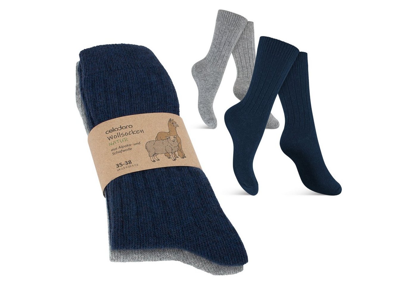 celodoro Freizeitsocken Damen & Herren Wollsocken & Kniestrümpfe mit Alpaka von celodoro