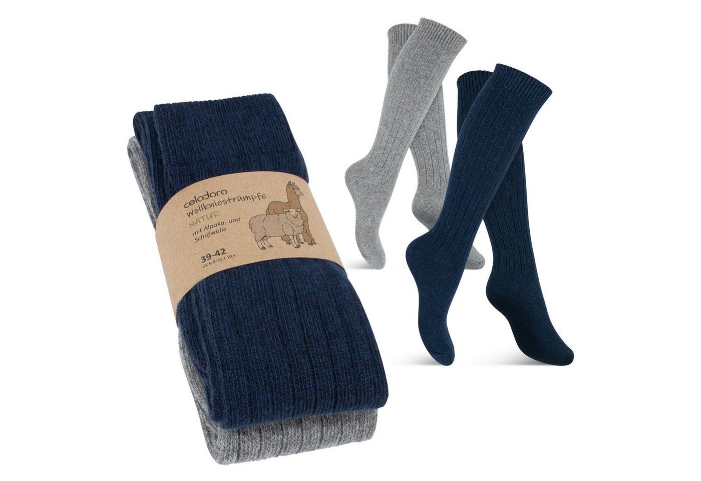 celodoro Freizeitsocken Damen & Herren Wollsocken & Kniestrümpfe mit Alpaka von celodoro