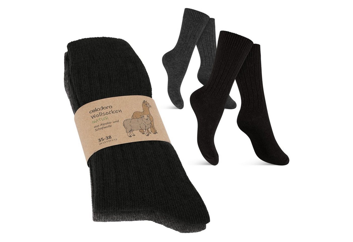 celodoro Freizeitsocken Damen & Herren Wollsocken & Kniestrümpfe mit Alpaka von celodoro