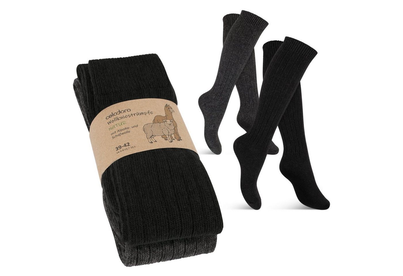 celodoro Freizeitsocken Damen & Herren Wollsocken & Kniestrümpfe mit Alpaka von celodoro