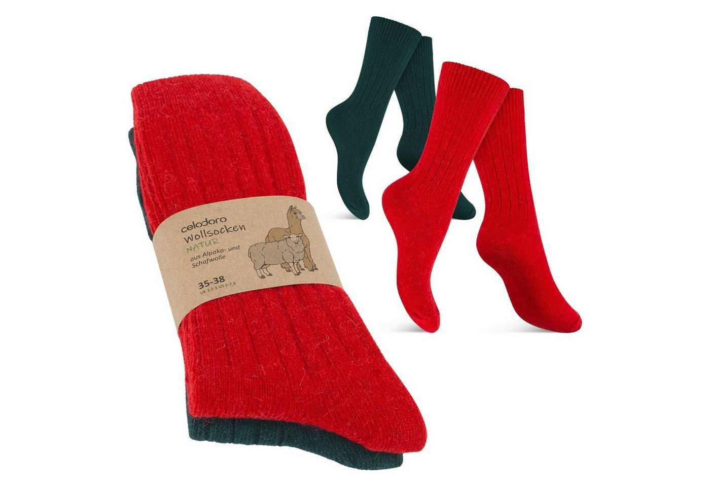 celodoro Freizeitsocken Damen & Herren Wollsocken & Kniestrümpfe mit Alpaka von celodoro