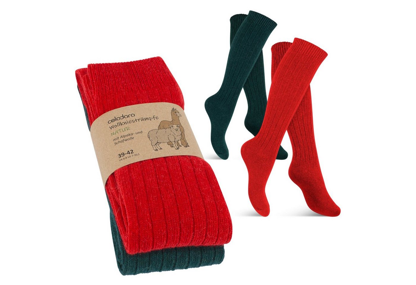 celodoro Freizeitsocken Damen & Herren Wollsocken & Kniestrümpfe mit Alpaka von celodoro