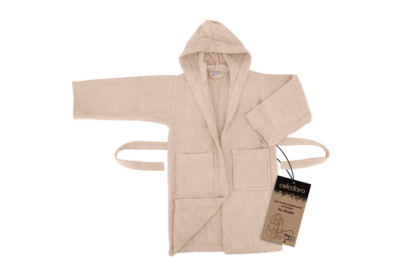 celodoro Kinderbademantel Kinder Bademantel mit Kapuze für Mädchen und Jungen weiche Baumwolle von celodoro