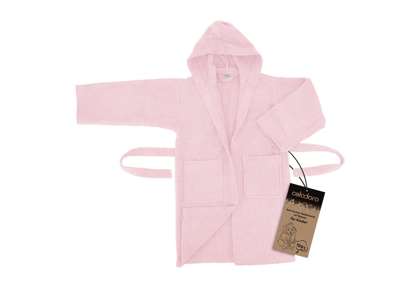 celodoro Kinderbademantel Kinder Bademantel mit Kapuze für Mädchen und Jungen weiche Baumwolle von celodoro
