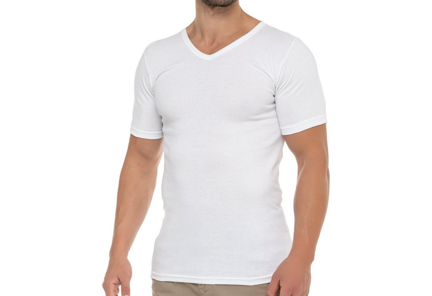 celodoro Kurzarmshirt Herren Business T-Shirt V-Neck Feinripp Baumwolle (1er/3er) von celodoro
