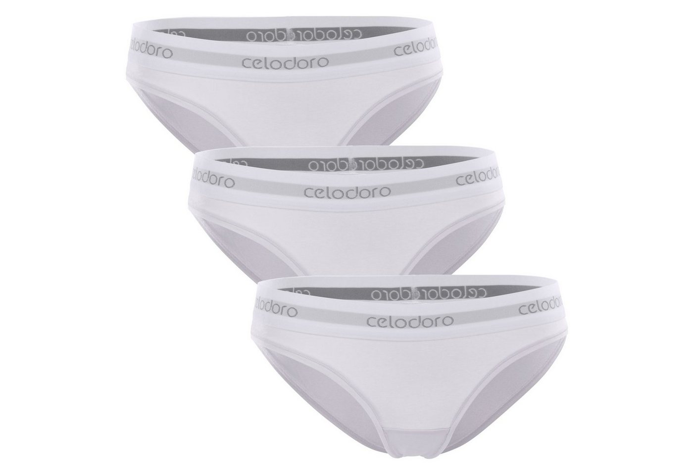 celodoro Slip Damen Bikini Slip, Webgummi-Bund (3er Pack) Markenlogo von celodoro