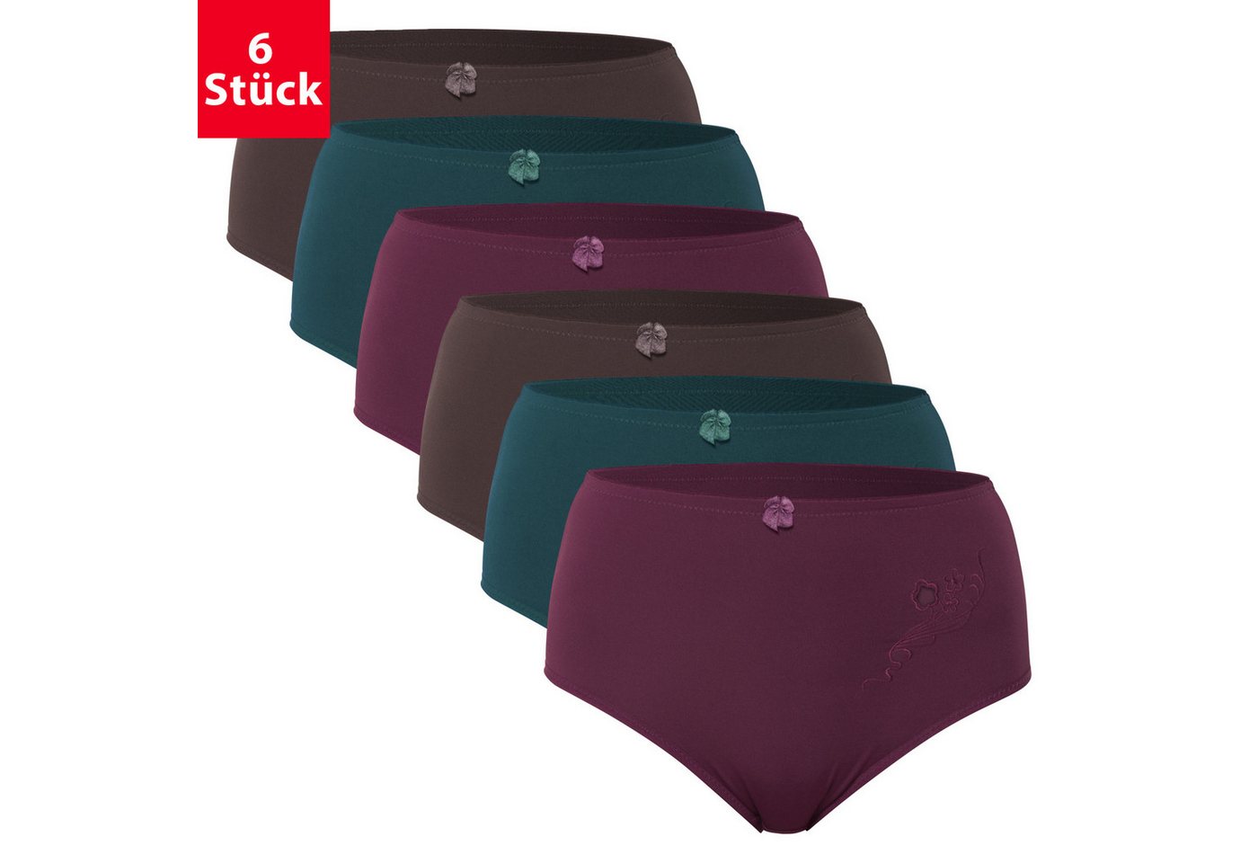 celodoro Slip Damen Taillenslip (6er Pack) Microfaser-Slip mit Stickerei von celodoro