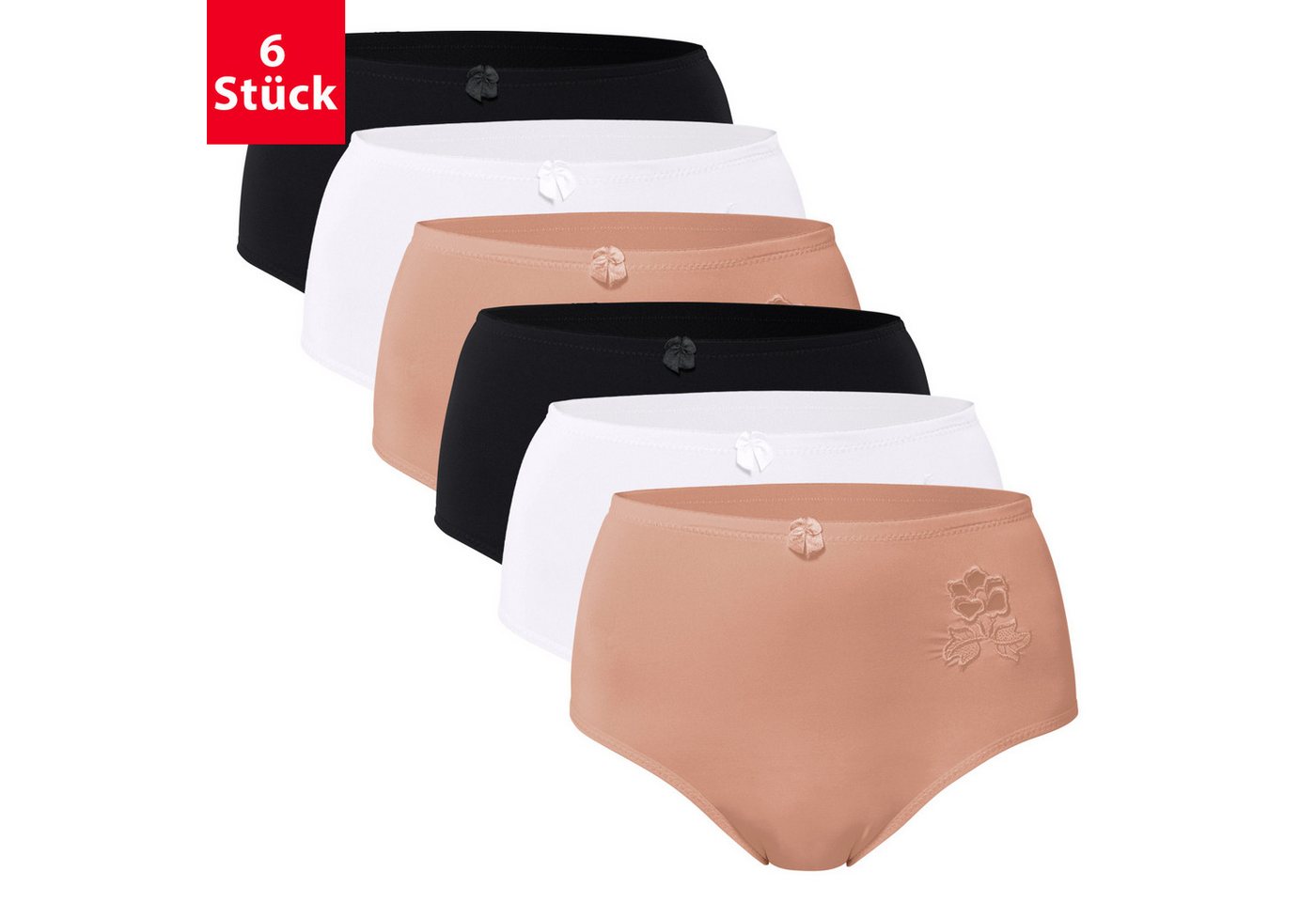 celodoro Slip Damen Taillenslip (6er Pack) Microfaser-Slip mit Stickerei von celodoro