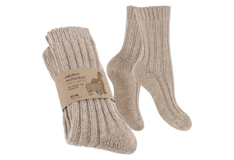 celodoro Thermosocken Damen & Herren Natur Wollsocken mit Alpaka Winter Socken von celodoro