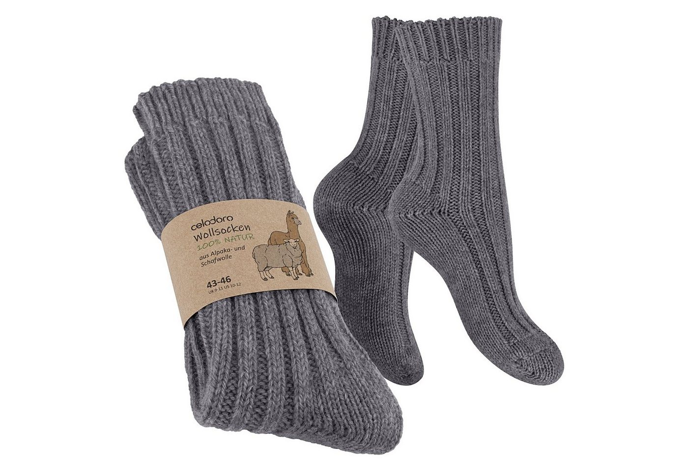 celodoro Thermosocken Damen & Herren Natur Wollsocken mit Alpaka Winter Socken von celodoro