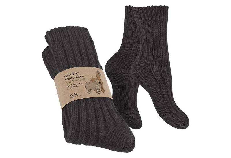 celodoro Thermosocken Damen & Herren Natur Wollsocken mit Alpaka Winter Socken von celodoro