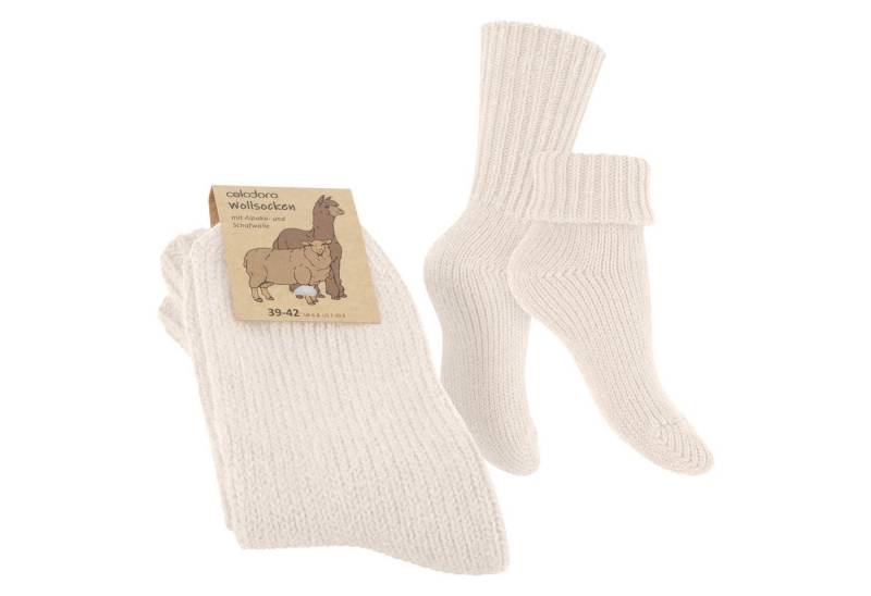 celodoro Umschlagsocken Damen & Herren Mouline Wollsocken mit Umschlag von celodoro