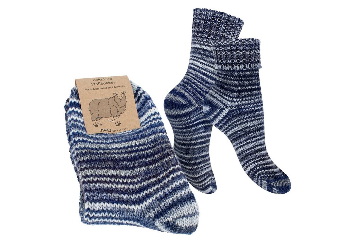 celodoro Umschlagsocken Damen & Herren Mouline Wollsocken mit Umschlag von celodoro