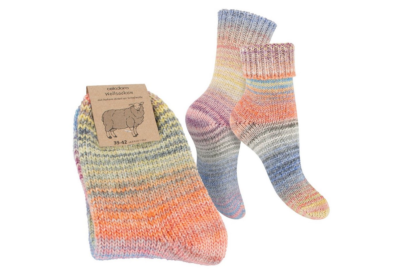 celodoro Umschlagsocken Damen & Herren Mouline Wollsocken mit Umschlag von celodoro