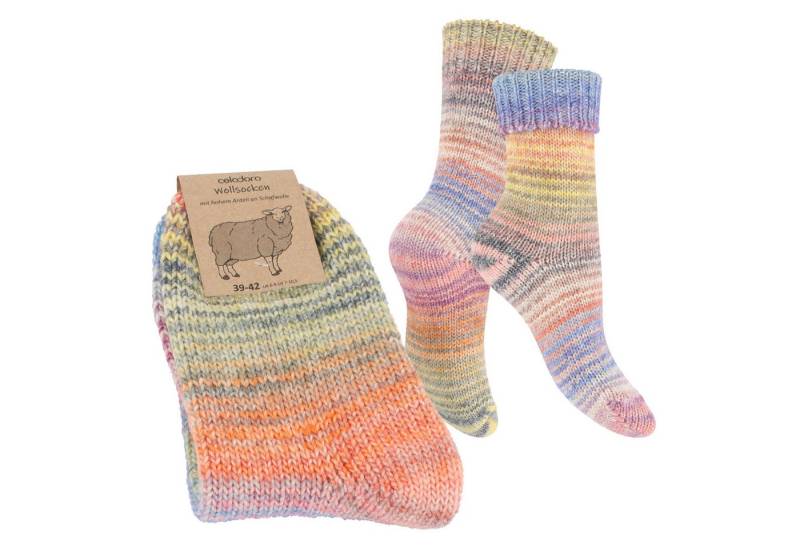 celodoro Umschlagsocken Damen & Herren Mouline Wollsocken mit Umschlag von celodoro