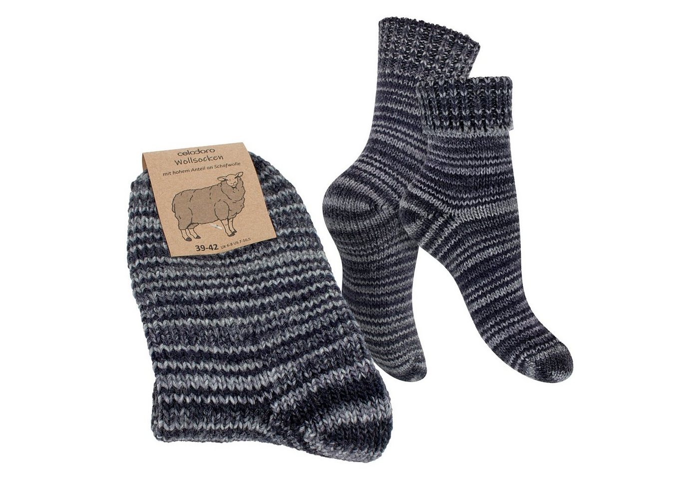 celodoro Umschlagsocken Damen & Herren Mouline Wollsocken mit Umschlag von celodoro