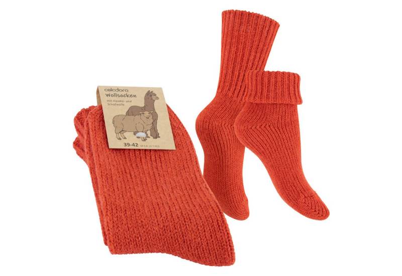celodoro Umschlagsocken Damen & Herren Mouline Wollsocken mit Umschlag von celodoro