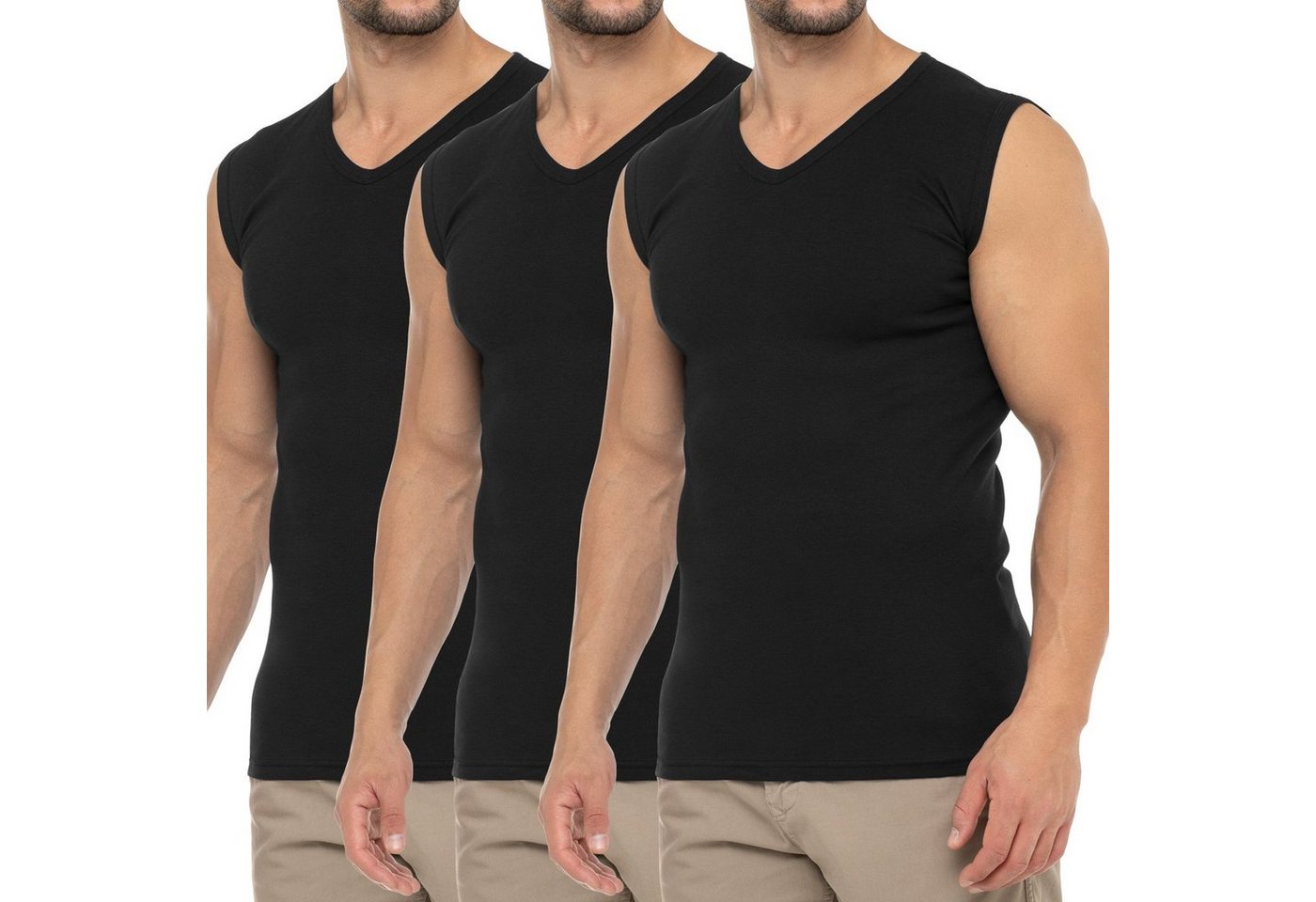 celodoro Unterhemd Herren Business Muskelshirt V-Neck (3er Pack) Muscle Shirt von celodoro