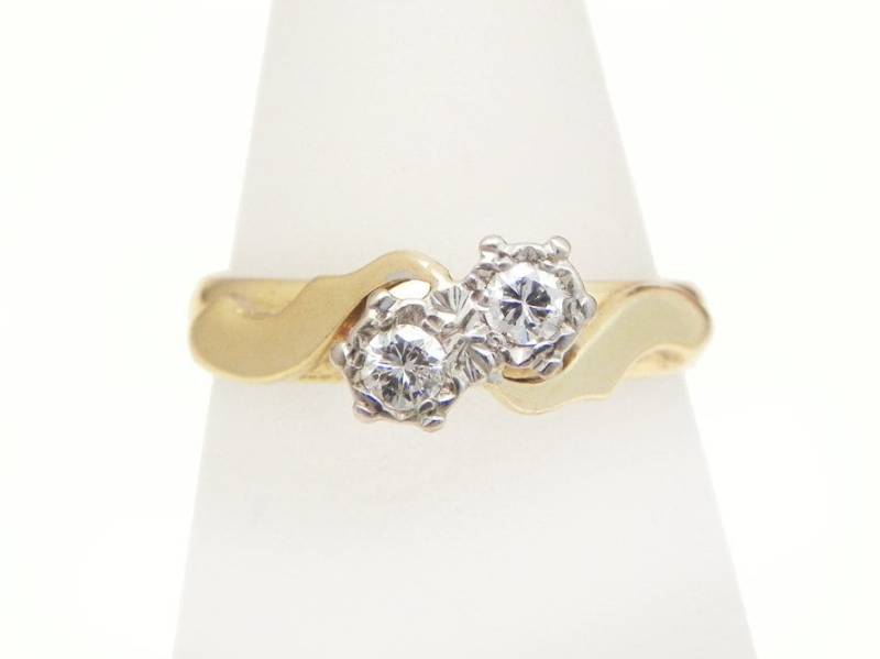 Jahrgang Verlobungsring Diamant Ring 18K Gelbgold Twist Ehering Estate Versprechen Größe 6 von celticfinds