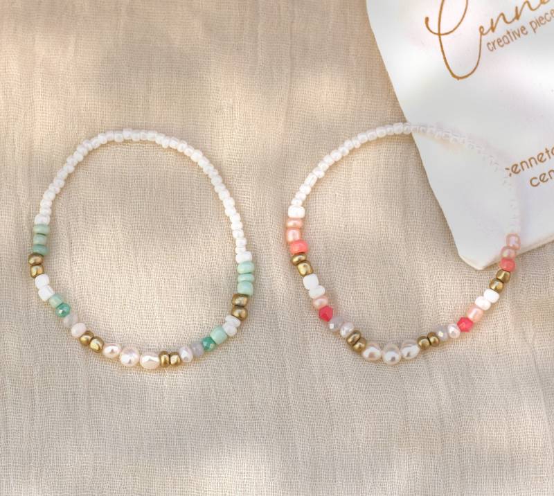 Für Daniela Pearly Shine Fußkettechen 24 cm | Süßwasserperlen Mint von cennetcreative