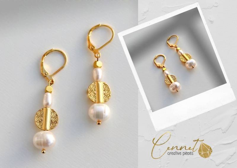 Perlen Ohrringe | Edelstahl Gold Keshi Earring Freshwater Pearl Elegant Minimalistisch Süßwasserperle Zuchtperle von cennetcreative