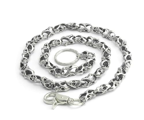 Herren Geldbeutelkette 86cm Kette Punk Heavy Skull Hosenkette für Männer Cooler Motorradketten Anti-Diebstahl-Portemonnaie-Ketten,Taschenkette und Schlüsselkette Herren Geldbeutelkette 86cm Kette Punk Heavy Skull Hosenkette für Männer Cooler Motorradketten Anti-Diebstahl-Portemonnaie-Ketten,Taschenkette und Schlüsselkette von cenozo