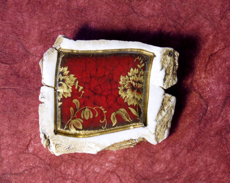 Keramik Rotes Bild Unikat Handgemachte Brosche Anstecknadel von ceramicOZ