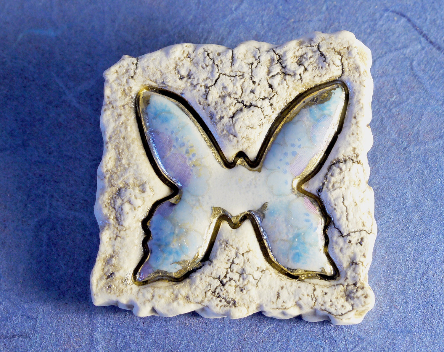 Keramik Türkis Schmetterling Bild Unikat Handgemachte Brosche Anstecknadel von ceramicOZ