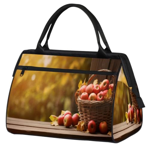 A Basket Of Fruits Apples Gym Bag for Women Men, Travel Sports Duffel Bag with Trolley Sleeve, Waterproof Sports Gym Bag Weekender Overnight Bag Carry On Tote Bag for Travel Gym Sport, Ein Korb mit von cfpolar