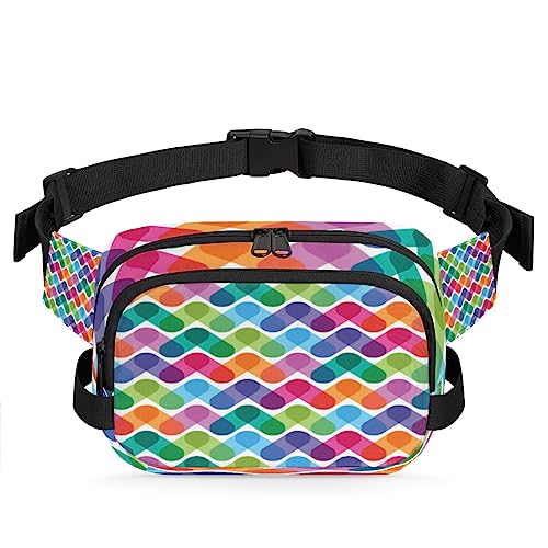 Abstrakte bunte geometrische Bauchtasche für Männer und Frauen, wasserdicht, für Reisen, Wandern, Radfahren, Laufen, Multi131, 9x2.5x6.1 in von cfpolar