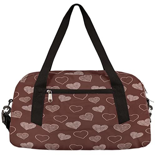 Abstrakte handgezeichnete Doodle Herzen Kinder Duffle Bag Mädchen Tanztasche Leicht Wasserabweisend Faltbar Sport Gym Bag Weekender Übernachtung Übernachtung Handgepäck Reisetasche für Jungen Mädchen von cfpolar