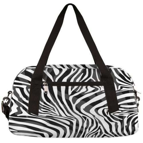 Abstraktes Tier-Zebrahaut-Muster Kinder Duffle Bag Mädchen Tanztasche Leicht Wasserabweisend Faltbar Sport Gym Bag Weekender Übernachtung Übernachtung Handgepäck Reisetasche für Jungen Mädchen von cfpolar