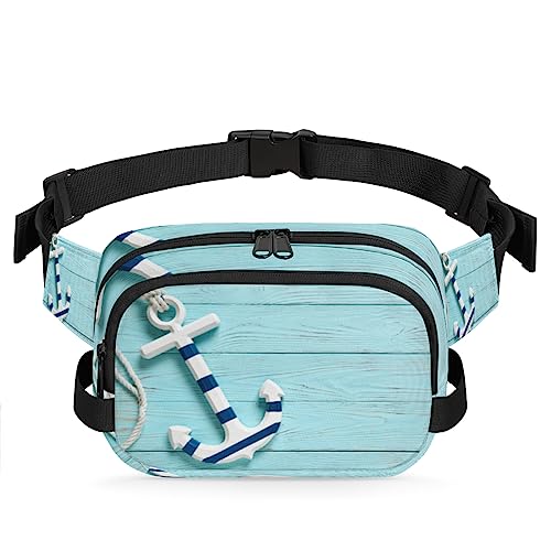 Anchor Rope Blue Board Fanny Pack für Männer Frauen, wasserdichte Reise Quadratische Hüfttasche Pack, Crossbody Brustgurt Bauchschlinge Schultertasche Geldbörse für Reisen Wandern Radfahren Laufen, von cfpolar