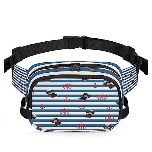 Anchor Ruder Navy Dogs Fanny Pack for Men Women, Fashionable Crossbody Belt Bags Square Waist Pack with Adjustable Strap for Travel Hiking Workout Cycling Running von cfpolar