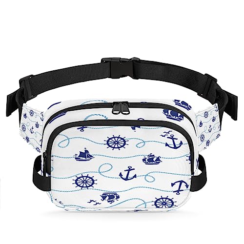 Anchor Ruder Segelboot Seil Bauchtasche für Männer Frauen, modische Crossbody-Gürteltaschen, quadratische Hüfttasche mit verstellbarem Gurt für Reisen, Wandern, Workout, Radfahren, Laufen von cfpolar