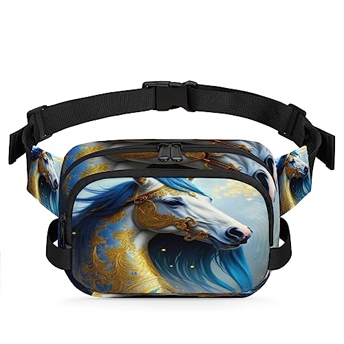 Animal Horse Decorative Pattern Fanny Pack for Men Women, Waterproof Travel Square Waist Bag Pack, Crossbody Chest Belt Bum Sling Shoulder Bag Purse for Hiking Cycling Running Travel, Multi71, von cfpolar