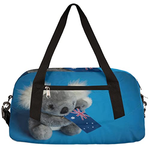 Animal Koala Britische Flagge Kinder Duffle Bag Mädchen Tanztasche Leicht Wasserabweisend Faltbar Sport Gym Bag Weekender Übernachtung Übernachtung Handgepäck Reisetasche für Jungen Mädchen von cfpolar