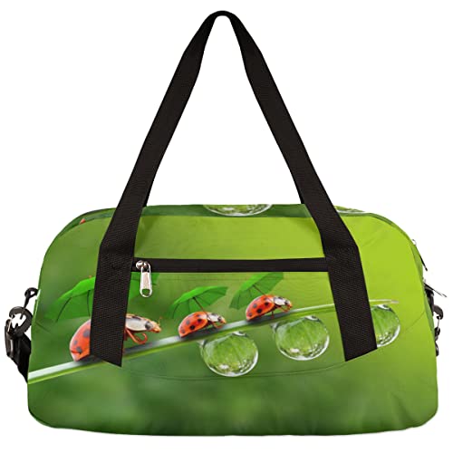 Animal Ladybugs Umbrella Leaf Kids Duffle Bag Girls Dance Bag Lightweight Water Resistant Foldable Sports Gym Bag Weekender Overnight Sleepover Carry On Travel Bag for Boys Girls von cfpolar