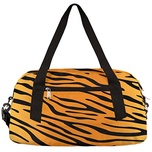 Animal Tiger Skin Pattern Kids Duffle Bag Girls Dance Bag Lightweight Water Resistant Foldable Sports Gym Bag Weekender Overnight Sleepover Carry On Travel Bag for Boys Girls von cfpolar