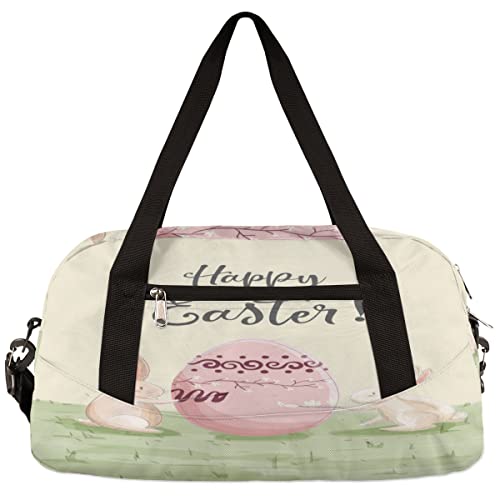 Aquarell Malerei Ostern Kaninchen Ei Kinder Duffle Bag Mädchen Tanztasche Leicht Wasserabweisend Faltbar Sport Gym Bag Weekender Übernachtung Übernachtung Handgepäck Reisetasche für Jungen Mädchen von cfpolar