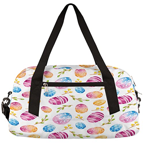 Aquarell Ostereier Zweige Blumen Kinder Duffle Bag Mädchen Tanztasche Leicht Wasserabweisend Faltbar Sport Gym Bag Weekender Übernachtung Übernachtung Handgepäck Reisetasche für Jungen Mädchen von cfpolar