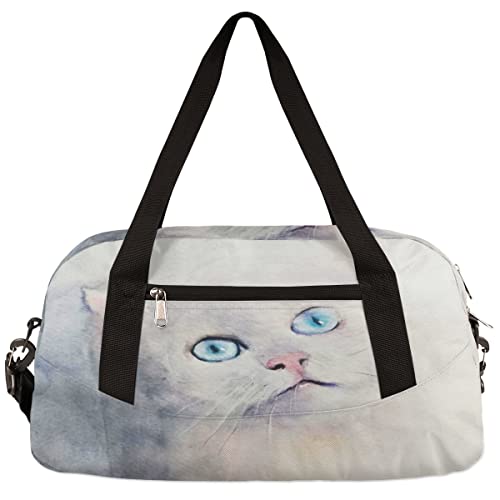 Aquarell handgezeichnete schöne Katze Kinder Duffle Bag Mädchen Tanztasche Leicht Wasserabweisend Faltbar Sport Gym Bag Weekender Übernachtung Übernachtung Handgepäck Reisetasche für Jungen Mädchen von cfpolar